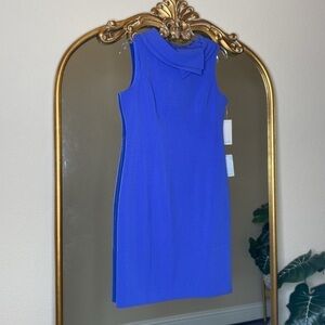 Harper Rose Sheath Midi Dress Fold Collar Sleeveless Blue Women’s Size 12P